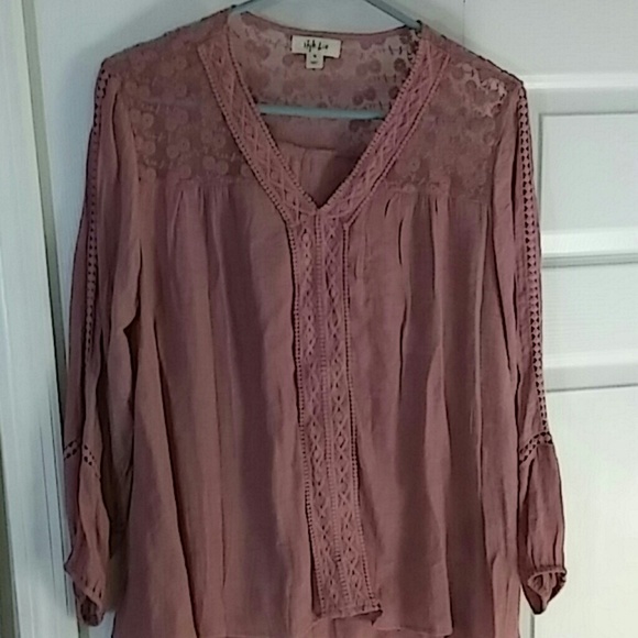 Style & Co. Tops - M ladies Style & Co. pink rosy BOHO TOP long sleeve & flowing
